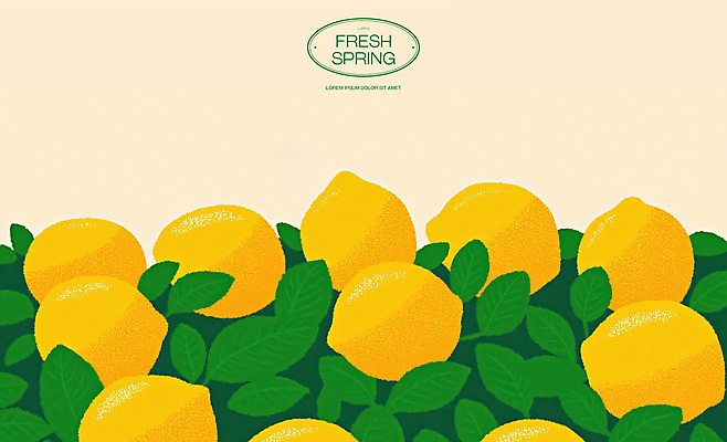 PSD 잎 일러스트 사람없음 초록색 노란색 봄 신선 레몬 국내일러스트 식물 계절 컬러 과일 파일형식