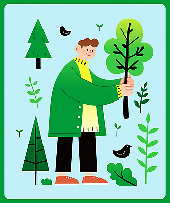 전신 식물 남자 캠페인 하늘색 일러스트 조류 한명 미소 들기 성인 자연보호 식목일 에코 나무심기 묘목 식물심기 성인남자한명만 국내일러스트 AI파일 나무 동물 1 기념일 모션 자연 표정 사람 파란색 환경 보호 심기 남자한명만 성인남자만 파일형식 벡터