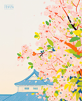 PSD 분홍색 여행 고건축 잎 일러스트 사람없음 봄풍경 나뭇가지 벚나무 일본여행 감성 국내일러스트 나무 식물 건축물 컬러 해외여행 컨셉 풍경 일본 봄 벚꽃 파일형식