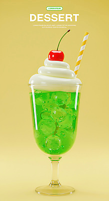 PSD 편집이미지 아이스크림 잔 빨대 사람없음 초록색 3D 얼음 체리 시원함 생크림 냉음료 메론소다 크림소다 편집3D 자연요소 식기 음료 컬러 과일 디저트 크림 디지털합성 파일형식