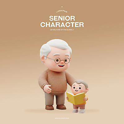 전신 PSD 편집이미지 할아버지 노년 남자 어린이 3D캐릭터 미소 들기 소년 두명 책 갈색 3D 실버 손주 노인복지 고령화 남자만 안경낌 편집3D 캐릭터 안경 컬러 가족 모션 표정 사람 성인 사회이슈 복지 디지털합성 파일형식