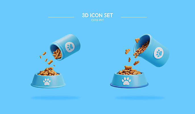 PSD 편집이미지 하늘색 사람없음 세트 3D 붓기 개발자국 개밥그릇 개사료 엘리먼트 편집3D 그릇 모션 파란색 먹이 발자국 디지털합성 애견용품 파일형식