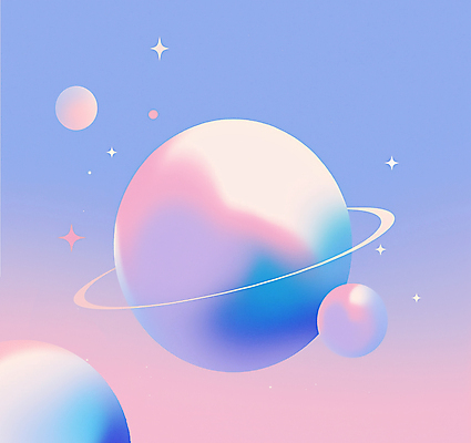 JPG 편집이미지 분홍색 밤하늘 사람없음 반짝임 행성 연보라색 그라데이션 몽환 환상 이미지편집 편집실사 컬러 컨셉 모션 하늘 우주 보라색 야간 CG 파일형식