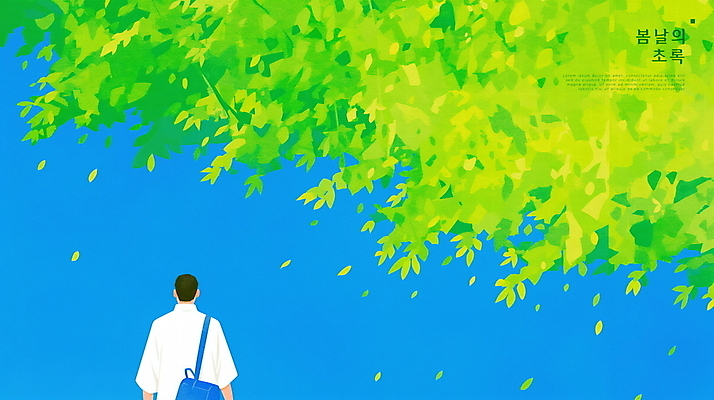 PSD 식물 남자 가방 일러스트 자연 하늘 나뭇잎 한명 상반신 성인 초록색 파란색 평화 봄풍경 성인남자한명만 국내일러스트 1 잡화 컬러 컨셉 잎 사람 풍경 봄 생태계 남자한명만 성인남자만 파일형식
