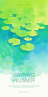 PSD 식물 일러스트 자연 수채화 사람없음 초록색 평화 봄풍경 연못 수면 연잎 국내일러스트 컬러 컨셉 잎 풍경 물 봄 생태계 파일형식