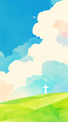 JPG 구름 기독교 십자가 일러스트 하늘 사람없음 평화 천주교 언덕 국내일러스트 AI일러스트 AI콘텐츠 자연요소 종교 컨셉 파일형식