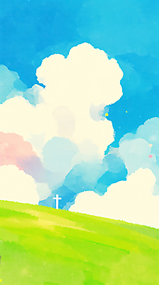JPG 구름 기독교 십자가 일러스트 하늘 사람없음 평화 천주교 언덕 국내일러스트 AI일러스트 AI콘텐츠 자연요소 종교 컨셉 파일형식