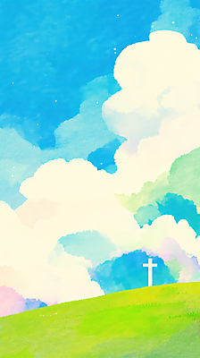 JPG 구름 기독교 십자가 일러스트 하늘 사람없음 평화 천주교 언덕 국내일러스트 AI일러스트 AI콘텐츠 자연요소 종교 컨셉 파일형식