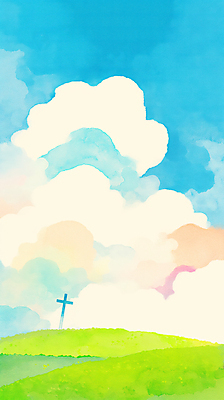 JPG 구름 기독교 십자가 일러스트 하늘 사람없음 평화 천주교 언덕 국내일러스트 AI일러스트 AI콘텐츠 자연요소 종교 컨셉 파일형식