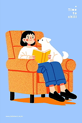 전신 PSD 여자 여유 하늘색 일러스트 휴식 한명 미소 들기 앉기 성인 책 소파 독서 강아지 힐링 성인여자한명만 국내일러스트 1 감정 컨셉 의자 모션 표정 사람 파란색 반려동물 개 여자한명만 성인여자만 파일형식