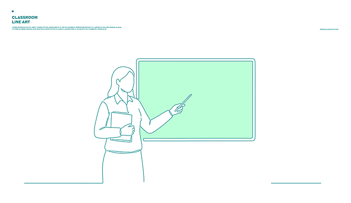 여자 일러스트 교실 수업 교재 한명 들기 상반신 성인 책 교사 칠판 강의 라인아트 지시봉 민트색 성인여자한명만 국내일러스트 AI파일 직업 1 교육 선 컬러 학교 모션 사람 여자한명만 성인여자만 파일형식 벡터
