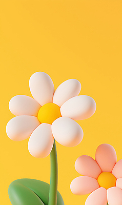 JPG 편집이미지 잎 봄꽃 사람없음 노란색 3D 데이지 편집3D AI컴퓨터그래픽 AI콘텐츠 식물 꽃 컬러 봄 디지털합성 파일형식