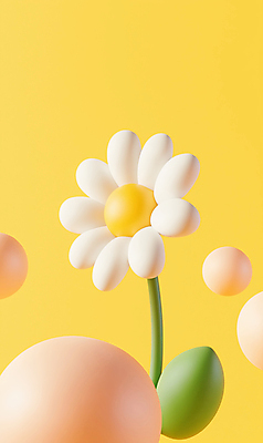 JPG 편집이미지 잎 봄꽃 사람없음 노란색 3D 원형 데이지 편집3D AI컴퓨터그래픽 AI콘텐츠 도형 식물 꽃 컬러 봄 디지털합성 파일형식