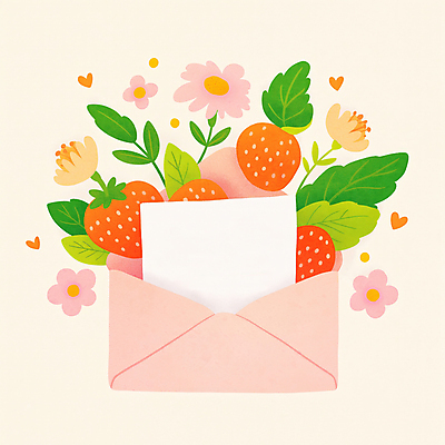 JPG 분홍색 일러스트 봄꽃 딸기 편지봉투 사람없음 하트 편지지 카피스페이스 딸기잎 국내일러스트 AI일러스트 AI콘텐츠 모양 꽃 컬러 잎 과일 봉투 봄 공백 편지 파일형식
