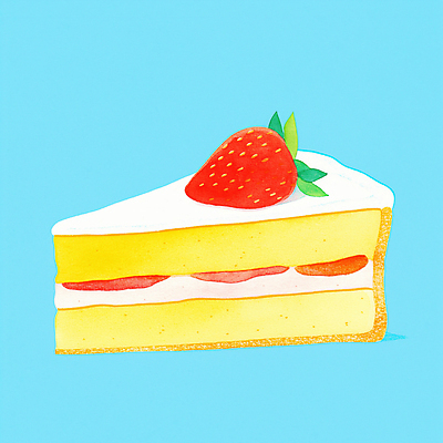 JPG 하늘색 과일 일러스트 디저트 사람없음 봄 달콤 딸기케이크 국내일러스트 AI일러스트 AI콘텐츠 계절 음식 딸기 파란색 케이크 맛 파일형식
