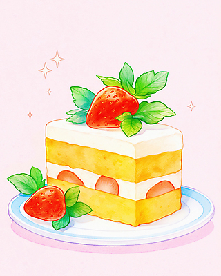 JPG 접시 분홍색 과일 일러스트 디저트 사람없음 반짝임 봄 달콤 딸기케이크 딸기잎 국내일러스트 AI일러스트 AI콘텐츠 식기 계절 음식 컬러 잎 모션 딸기 케이크 맛 파일형식