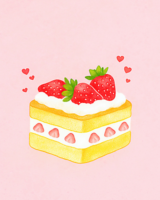 JPG 분홍색 과일 일러스트 디저트 사람없음 봄 하트 달콤 딸기케이크 국내일러스트 AI일러스트 AI콘텐츠 모양 계절 음식 컬러 딸기 케이크 맛 파일형식