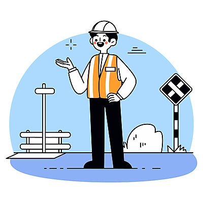 전신 남자 허리손 하늘색 일러스트 한명 미소 성인 손들기 건설현장 표지판 지시 안전모 안전조끼 작업자 성인남자한명만 건설근로자 국내일러스트 AI파일 직업 1 포즈 모션 건설업 알림판 표정 사람 파란색 헬멧 안전장비 남자한명만 성인남자만 파일형식 벡터
