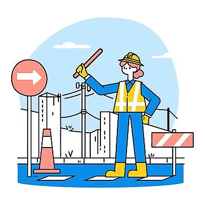전신 여자 허리손 장갑 일러스트 공사 한명 들기 성인 건물 파란색 건설현장 작업 표지판 안전모 경찰봉 작업자 칼라콘 성인여자한명만 건설근로자 국내일러스트 AI파일 직업 1 건축물 잡화 컬러 포즈 모션 건설업 알림판 사람 헬멧 안전장비 여자한명만 성인여자만 파일형식 벡터