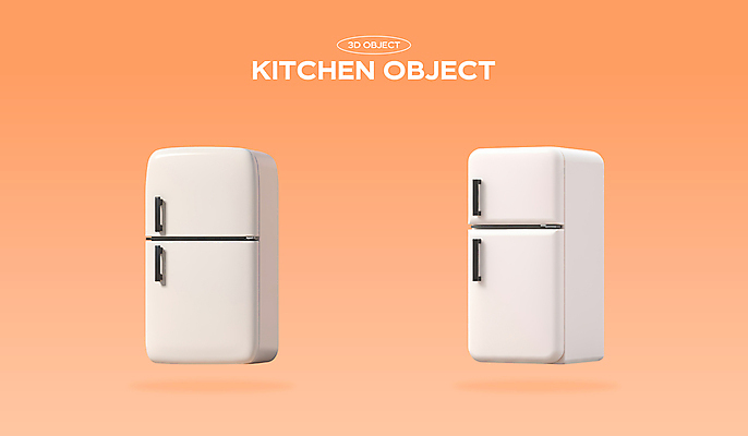 PSD 편집이미지 주방용품 사람없음 세트 3D 주황색 오브젝트 냉장고 편집3D 컬러 생활용품 가전제품 디지털합성 파일형식
