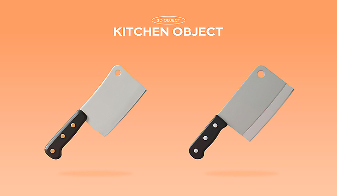 PSD 편집이미지 주방용품 사람없음 세트 3D 주황색 칼 오브젝트 편집3D 컬러 생활용품 디지털합성 파일형식