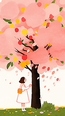 JPG 전신 여자 꽃잎 어린이 분홍색 가방 일러스트 나뭇잎 한명 소녀 잔디 손들기 벚나무 소녀한명만 흩날리기 국내일러스트 AI일러스트 AI콘텐츠 나무 식물 1 잡화 꽃 컬러 잎 모션 사람 벚꽃 여자한명만 소녀만 파일형식