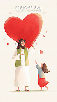 전신 PSD 여자 남자 기독교 어린이 일러스트 사랑 들기 소녀 성인 두명 빨간색 손들기 눈감음 천주교 하트 예수 국내일러스트 모양 감정 종교 컬러 모션 사람 신_종교 파일형식