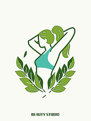 디자인 여자 잎 일러스트 한명 상반신 성인 초록색 운동복 뷰티 손들기 심볼 심플 포니테일 성인여자한명만 국내일러스트 AI파일 식물 1 헤어스타일 옷 컬러 모션 사람 여자한명만 성인여자만 파일형식 벡터