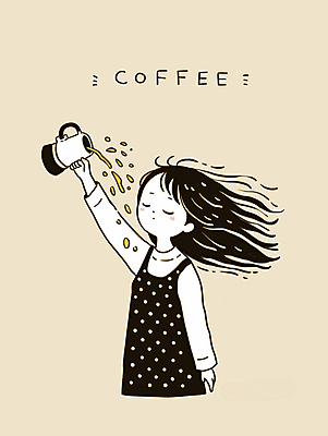 JPG 여자 커피 일러스트 한명 상반신 성인 손들기 눈감음 붓기 커피포트 감성 베이지색 월요일 카페인 성인여자한명만 국내일러스트 AI일러스트 AI콘텐츠 1 음료 컬러 컨셉 모션 주전자 사람 요일 여자한명만 성인여자만 파일형식