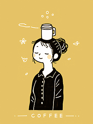 JPG 여자 커피 일러스트 한명 미소 상반신 성인 눈감음 감성 베이지색 월요일 카페인 텀블러 성인여자한명만 국내일러스트 AI일러스트 AI콘텐츠 1 음료 컬러 컨셉 모션 표정 사람 컵 요일 여자한명만 성인여자만 파일형식