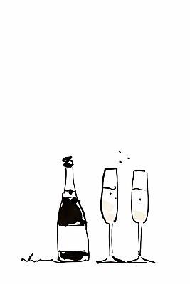 JPG 일러스트 잉크 사람없음 파티 검은색 라인아트 샴페인잔 심플 샴페인병 미니멀 국내일러스트 AI일러스트 AI콘텐츠 선 컬러 술잔 술병 이벤트 샴페인 파일형식