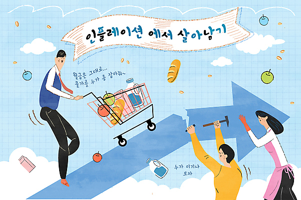 구름 여자 남자 화살표 빵 일러스트 미소 들기 성인 세명 앞치마 쇼핑카 우유 직장인 당기기 사과 망치 주부 오르기 격자 고무장갑 성인만 인플레이션 국내일러스트 AI파일 자연요소 직업 음식 장갑 무늬 과일 모션 유제품 표정 사람 경제 쇼핑 카트 공구 고무 파일형식 벡터