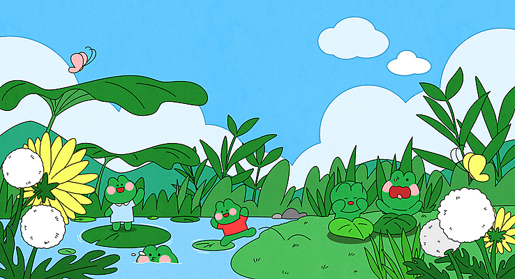 구름 나비 일러스트 하늘 사람없음 귀여움 점프 개울 수면 연잎 손인사 하품 민들레홀씨 개구리캐릭터 겨울잠 경칩 봄소풍 국내일러스트 AI파일 자연요소 동물캐릭터 곤충 컨셉 잎 모션 개구리 물 강 소풍 봄 인사 잠 민들레 절기 생리현상 파일형식 벡터
