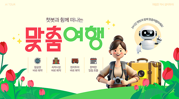 템플릿 여자 꽃 여행 한명 미소 들기 상반신 성인 반짝임 3D 카메라 캐리어 가리킴 풀잎 항공권 로봇 항공 예약 숙박 맞춤 성인여자한명만 채팅봇 연노랑색 이미지템플릿 AI파일 식물 1 잎 모션 숙소 표정 사람 손짓 전자제품 노란색 여행가방 풀_식물 티켓 디지털합성 여자한명만 성인여자만 파일형식 벡터 AI_인공지능