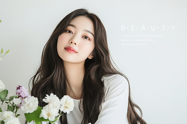 PSD 편집이미지 여자 봄꽃 한명 미소 상반신 성인 뷰티 의료성형뷰티 성인여자한명만 이미지편집 1 꽃 표정 사람 봄 여자한명만 성인여자만 파일형식