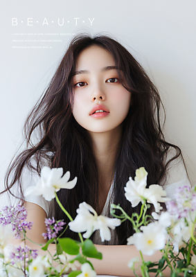 PSD 편집이미지 여자 봄꽃 한명 상반신 성인 뷰티 의료성형뷰티 성인여자한명만 이미지편집 1 꽃 사람 봄 여자한명만 성인여자만 파일형식