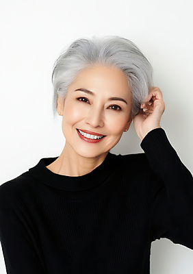 JPG 편집이미지 여자 중년 한명 미소 상반신 손들기 프로필 의료성형뷰티 중년여자한명만 편집실사 AI인물포토 AI콘텐츠 1 모션 표정 사람 성인 CG 여자한명만 중년여자만 파일형식 AI포토