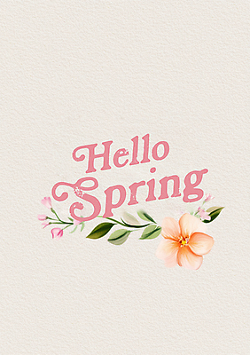 PSD 편집이미지 영어 분홍색 잎 봄꽃 사람없음 안녕 이미지편집 식물 문자 꽃 컬러 봄 인사 파일형식