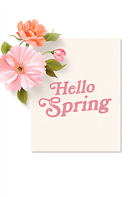 PSD 편집이미지 영어 분홍색 잎 봄꽃 사람없음 안녕 이미지편집 카드프레임 식물 문자 꽃 컬러 프레임 봄 인사 파일형식