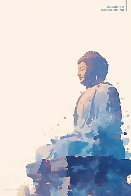 PSD 불교 일러스트 수채화 사람없음 눈감음 명상 가부좌 부처님상 국내일러스트 종교 모션 앉기 불상 부처 파일형식