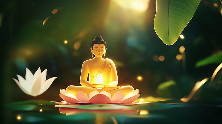JPG 편집이미지 불교 자연 연꽃 사람없음 빛 평화 눈감음 수면 연잎 명상 보케 힐링 가부좌 감성 부처님상 편집실사 AI컴퓨터그래픽 AI콘텐츠 꽃 종교 컨셉 잎 모션 앉기 물 불상 CG 생태계 부처 파일형식