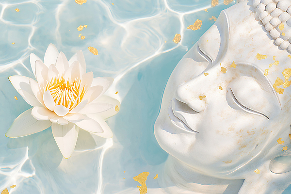 JPG 편집이미지 얼굴 불교 연꽃 미소 사람없음 평화 눈감음 수면 연잎 금가루 부처님상 편집실사 AI포토 AI콘텐츠 꽃 종교 컨셉 잎 모션 표정 신체부위 물 가루 불상 CG 부처 파일형식