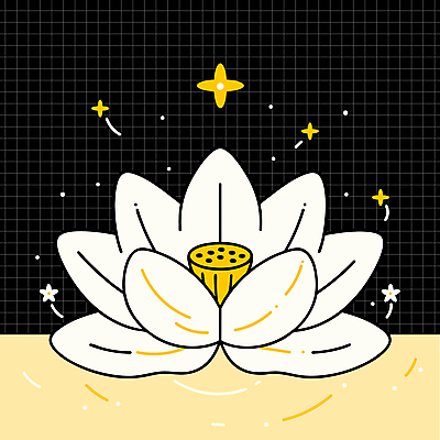 불교 일러스트 연꽃 사람없음 노란색 평화 검은색 국내일러스트 AI파일 꽃 종교 컬러 컨셉 파일형식 벡터