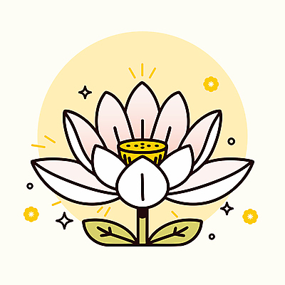 불교 일러스트 연꽃 사람없음 반짝임 노란색 평화 국내일러스트 AI파일 꽃 종교 컬러 컨셉 모션 파일형식 벡터