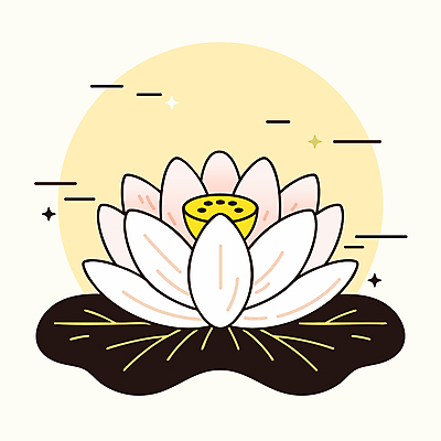 불교 일러스트 연꽃 사람없음 반짝임 노란색 평화 검은색 연잎 국내일러스트 AI파일 꽃 종교 컬러 컨셉 잎 모션 파일형식 벡터