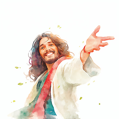 JPG 남자 기독교 일러스트 수채화 한명 미소 상반신 성인 손들기 천주교 번짐 성인남자한명만 국내일러스트 AI일러스트 AI콘텐츠 1 종교 모션 표정 사람 남자한명만 성인남자만 파일형식 효과