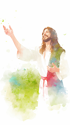 JPG 남자 기독교 일러스트 수채화 한명 미소 상반신 성인 손들기 천주교 번짐 성인남자한명만 국내일러스트 AI일러스트 AI콘텐츠 1 종교 모션 표정 사람 남자한명만 성인남자만 파일형식 효과