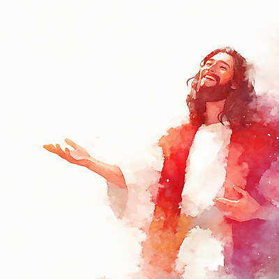 JPG 남자 기독교 일러스트 수채화 한명 미소 상반신 성인 손들기 천주교 번짐 성인남자한명만 국내일러스트 AI일러스트 AI콘텐츠 1 종교 모션 표정 사람 남자한명만 성인남자만 파일형식 효과