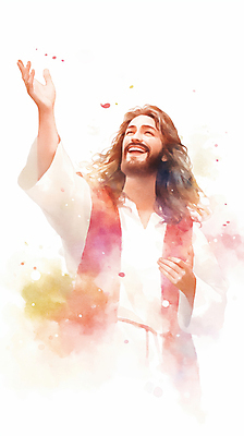 JPG 남자 기독교 일러스트 수채화 한명 미소 상반신 성인 손들기 천주교 번짐 성인남자한명만 국내일러스트 AI일러스트 AI콘텐츠 1 종교 모션 표정 사람 남자한명만 성인남자만 파일형식 효과