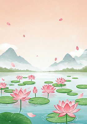 JPG 구름 꽃잎 호수 불교 일러스트 하늘 산 연꽃 풍경 사람없음 노을 부처님오신날 연잎 국내일러스트 AI일러스트 AI콘텐츠 자연요소 기념일 꽃 종교 잎 파일형식